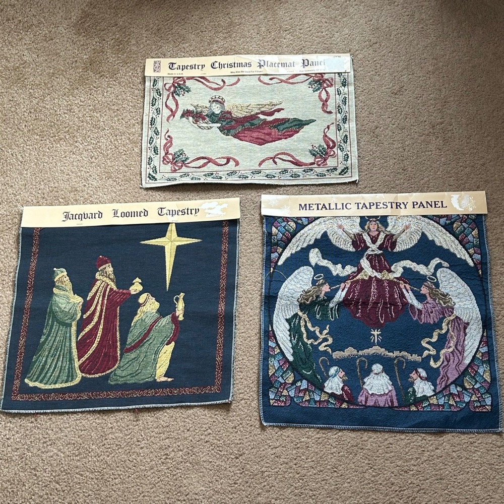 Christmas‎ Tapestry Panels Lot – Angel & Nativity Designs, Set of Three